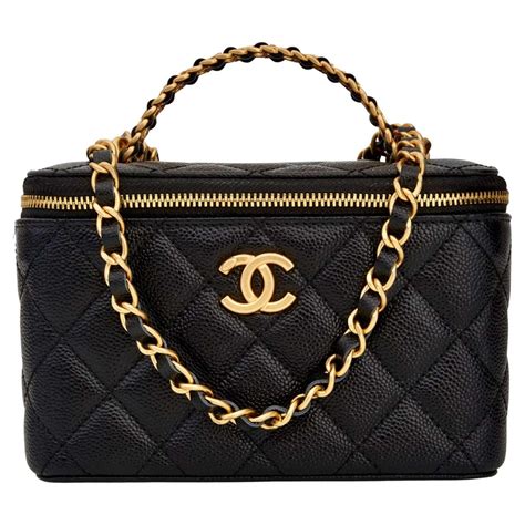 chanel vanity black bag|Chanel vanity bag with handle.